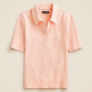 NWT J Crew Premium ribbed short-sleeve polo shirt in peachy pink size medium